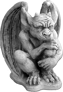 Statuette De Gargouille Accroupie En Pierre Coulée – Résistante Au Gel, Style Gothique Pour Jardin Et Terrasse