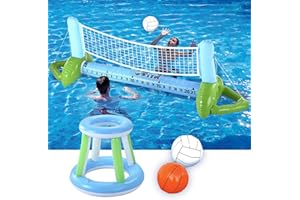 JOYIN Set da Pallavolo Gonfiabile per Piscina Bambini Adulti, Rete da Pallavolo Canestri da Basket Set Galleggiante per Piscina, Gioco di Nuoto Divertente per Feste