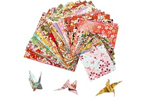 Origami Papier Kit - MOOKLIN ROAM 60 Feuilles de papier origami Papier Plié De Carrée simple-face 3 tailles pour travaux manuels la Décoration de Fête de Jouets pour Enfants,Couleur aléatoi
