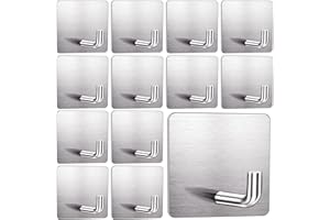 Chmejia 12 Stück Haken Selbstklebend Handtuchhaken Edelstahl Klebehaken Ohne Bohren Wandhaken Ideal für Bad Toilette Küche Büro Silber