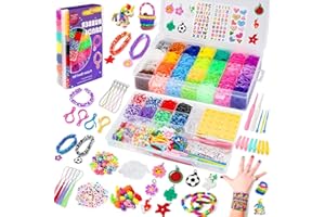 UUEMB Gomas Para Hacer Pulseras, 10000+ 2 Capas Gomas Elásticas Plásticas kit 36 Colores, para Hacer Collares de Goma de Juguete para Niños de Anillos y Collares de Bricolaje manualidades