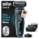 Braun Series 5 Elektrorasierer mit EasyClick Barttrimmer Aufsatz, Rasierer Herren Elektrisch Ladestation, EasyClean, Wet & Dr