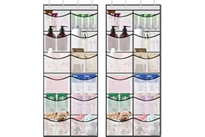 Lighterday 2 Pack Over Door Storage Teddy Hammock Toy Storage,Hanging Storage Organiser for Closet,Wardrobe Storage Organiser,Back of Door Storage for Soft Toys for Bedroom Bathroom (12 Grid White)