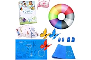 COPSD 3D Stift Vorlage|3D Druckstift PLA Seide|Silikonpad Schablone|3D Pen Vorlage|Fingerschutz, 10 Farben 1,75mm Gesamt 50m, GroßEs Silikonpad, Hinweis: Dieser Satz enthält Keine 3D -Druckstifte