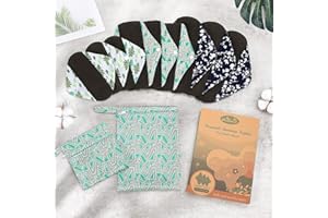 Viedouce Compresas Reutilizables,Paquete de 9 Almohadilla Menstrual Reutilizable,Algodon Salvaslip Reutilizable,Almohadilla Sanitarias Lavable con 2 Impermeables Bolsas de Almacenamiento