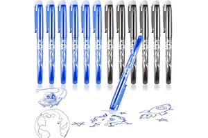 Forhome Pack of 12 Erasable Ballpoint Pens, 0.5 mm Erasable Rollerball Pen, Rollerball Pen Erasable, Ballpoint Pen with Eraser for School Supplies, Office Supplies, Students