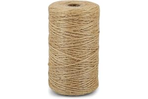 PUWOWYE 200M Ficelle Jute 1mm, Corde Jute Naturelle Brune, Fil Kraft Armé pour Emballage, DIY Artisanat, Fleuristerie, Décoration