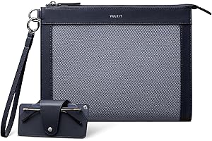 VULKIT Mens Clutch Bag, Pouch Bag for Men with Removable Glasses Case, Large Wrist Band Zipper Wallet, Business Handbag