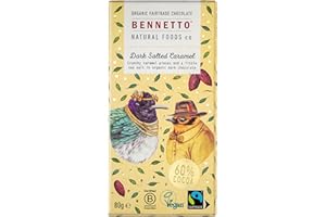 BENNETTO Dark Salted Caramel Crunchy caramel and sea salt in dark chocolate. 60% cocoa. Certified organic, Fairtrade, and net climate positive. Beautiful gifts for everyone.