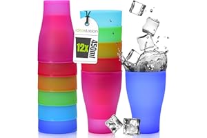 idea-station Neo gobelet Plastique reutilisable 12 x 450 ML - Couleur - gobelet Enfant incassable - Verre Plastique reutilisable pour Anniversaire, Bebe, Camping