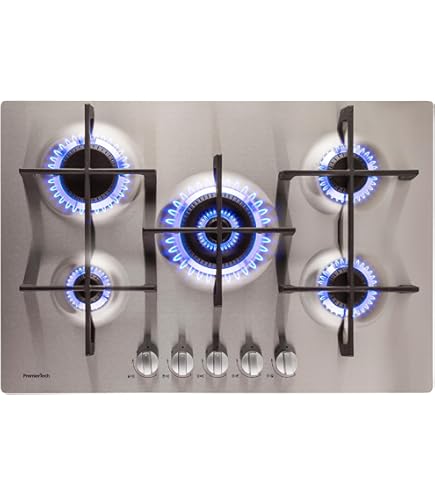 Piano Cottura A Gas Indesit | 5 Fuochi | 73 Cm | Vetro Ceramica Tortora | Griglie In Ghisa