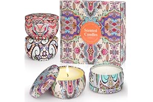 VICBAY Regalos Originales para Mujer,Velas Aromáticas,Ideas Regalo Mujer, 4 Velas con Aroma Floral,Velas de Cera de Soja Natural, Sin Humo, Larga Duración de Combustión