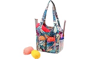 ONBAGLST Knitting Crochet Bag Knitting Organizers Storage Yarn Storage Tote Bag Craft Bag for Crochet Knitting Cross Stitch, Tote Bag for Embroidery Project, Knitting Bags Yarn Storage Bag (Blue)