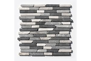 ST-441 Marmor Naturstein Stab Mosaikfliesen Grau Hellgrau Weiß Design Bad Fliesen Lager Verkauf Stein-Mosaik Herne NRW