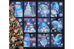 HAUTSTORE 9 Fogli Vetrofanie Natalizie per Finestre Con Argento lucido, Addobbi Natalizi per Vetrofania, Adesivi Natalizi Per Finestre Riutilizzabili, Adesivi Vetro Natale per La Casa, Decorazioni Natalizie