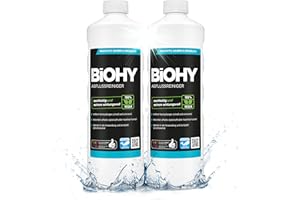 BiOHY Detergente per scarichi (2 bottiglie da 1l) | rimuove i peli senza sforzo | Detergente per cucina e bagno | concentrato organico| rimuove gli odori contro i blocchi ostinati (abflussreiniger)