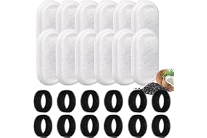 Xerteam 24 Pezzi Filtri Fontanella per Gatti, 12 Pezzi di Filtro a Carbone e 12 Pezzi di Spugna in Schiuma, Filtro Universale per Fontana per Gatti e Cani