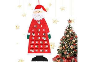 HGRGHH Filcowy Kalendarz Adwentowy na Boże Narodzenie, Kalendarz Adwentowy z Mikołajem do Wypełnienia, Wiszący Kalendarz Świąteczny z 24 Kieszeniami na Prezenty, Dekorację Ścienną na Święta