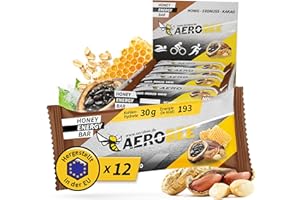 ‎AEROBEE AEROBEE Energieriegel - Einzigartiger Powerriegel aus Honig, Erdnuss & Kakao 12x50g - Haferriegel ohne Zucker idealer Ausdauer- & Energieriegel, Wandernahrung oder Mahlzeitenersatz Riegel fürs Büro