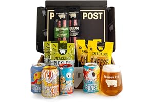 Serious Pig + Beavertown Craft Beer and Snacks Gift Box with Glassware and Tasting Notes (11 Pack)