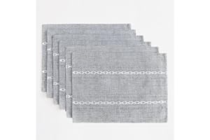 Wracra Tischset 6er Set, Tischsets Abwaschbar 35 x 48 cm, Platzset Waschmaschinenfest Grau Stoff, Baumwolle Leinen Tischsets Platzsets für Tisch, Küche, Essen (Grau)
