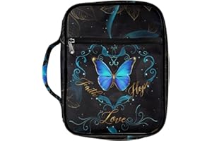ZIATUBLES Vintage Butterfly Pattern Unisex Bible Case Church Bible Cover for Women Men Outdoor, Casual Book Holder Pack with Handle for Student Christian Study Pray