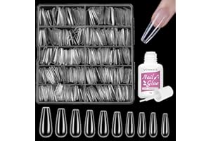 VENARES Veanares 500 Piezas de Uñas Postizas Transparentes - Kit de Uñas Postizas de Soft Gel de Cobertura Total, 10 Tamaños de Uñas Postizas con Pegamento, De Kit Uñas Postizas para Niñas (Bailarinas)