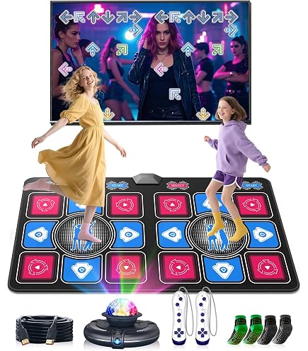 Jeux de Tapis de Danse Musicale, Double Tapis de Danse avec contrôleur sans Fil, livré avec