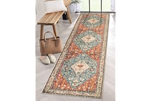 KIMODE Boho Hallway Runner Rug 60 x 210cm, Non Slip Rugs for Bedroom Machine Washable Kitchen Rug Soft Vintage Living Room Rugs Non Shedding Rug for Bedroom, Living Room, Kitchen, Hallway