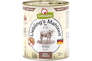 GranataPet Liebling's Mahlzeit Bœuf Pur, 6 x 800 g, Nourriture Humide pour Chien, Nourriture pour Chien, sans céréales ni Sucre, Aliment Complet à Haute teneur en Viande et huiles de qualité