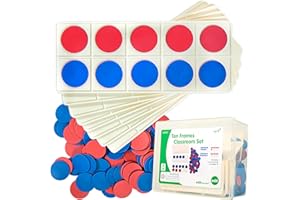 edxeducation Ten Frame Classroom Set - Maths Resources for Kids - 16 Plastic Ten Frames - 160 Counters - Classroom Maths Supplies, White, Red and Blue