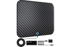 U MUST HAVE 2024 Amplified Freeview TV Aerial 550+ Miles Long Range 360° Reception - Support HD 4K 8K 1080p Fire TV Stick - Indoor & Outdoor with Smart Switch Amplifier Signal Booster - 18ft Coax Cable, Carbon