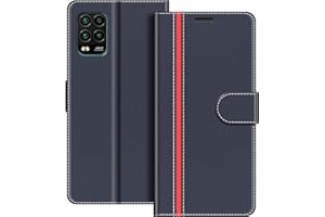 COODIO Funda para Xiaomi Mi 10 Lite, Magnético Funda con Tapa para Xiaomi Mi 10 Lite, Azul Oscuro/Rojo