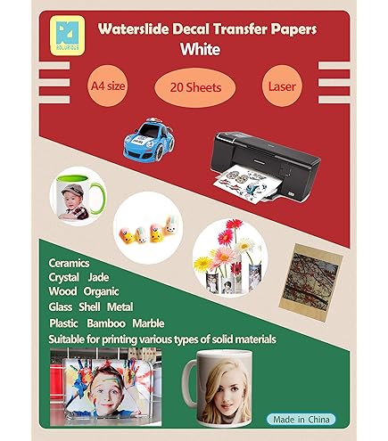 Decalcomania Per Modellismo Carta Decalcomania Waterslide Per Stampante Inkjet - 25 Fogli Bianchi 8,5 X 11 Pollici Decalcomania Per Stampante A Getto D'inchiostro - Foto 8