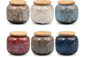 XAZTR Set of 6 Small Urns for Human Ashes, 8cm Mini Decorative Ceramic Cremation Keepsakes Urns Container for Pet or Human Ashes