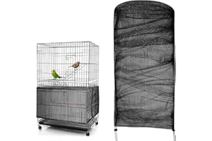 TENG HONG HUI Vogelkäfig Abdeckung Vogelkäfig groß Vogelkäfig Schutznetz Verstellbarer Vogelkäfig Netz Abdeckung Vogelkäfig für Papageien Sittich Rund Quadratisch Käfig ​(Schwarz 78,7 x 15 Zoll/ 200 x 37 cm)