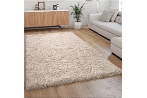 PACO HOME Alfombra Pelo Largo Mullida Moderna Shaggy Flokati Acogedora Uniforme En Beige, tamaño:200x290 cm