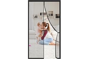 WENGX Fly Screen for Doors,Magnetic Bug Mesh Curtain with Powerful Magnets Seal,Durable Polyester Mesh, Full Frame Magic Tape, Insect Protection Door No Gap,Patio Mosquito Screens (90 * 210cm)