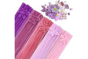 GUWINA 500Pcs Pastel Pink and Purple Pipe Cleaners 12'' Long 0.3'' Thick, Fluffy Chenille Stems Set, 5 Assorted Colors Fuzzy Sticks Craft Supplies for DIY Art, Flowers Making & Festive Decorations