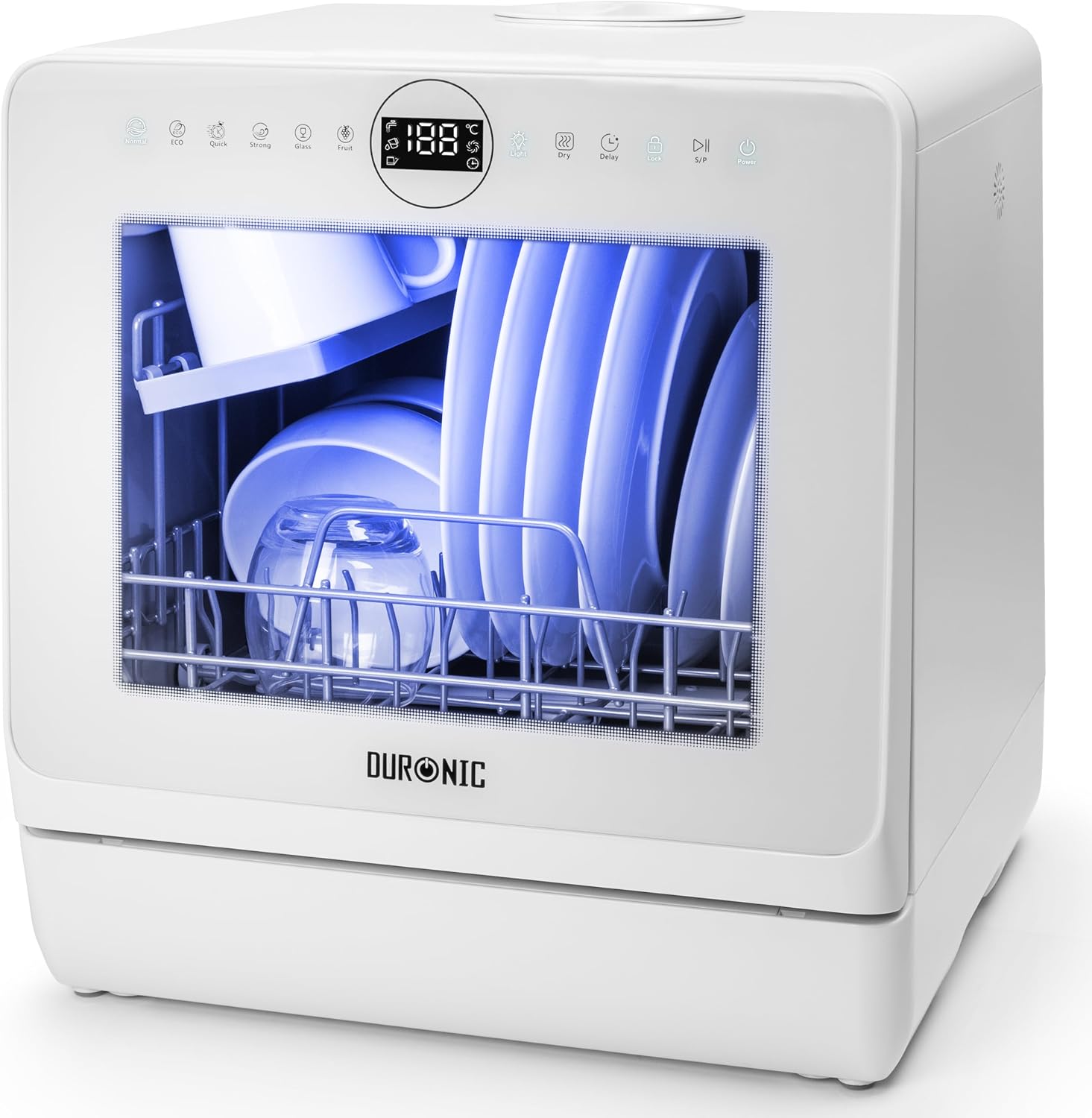 Duronic DW5 WE Lavavajillas pequeño - Lavavajillas Portatil sin Instalacion, Mini lavavajillas compacto, Máquina Lavar Loiça, Maquina de Lavar Loiça, 6 programas, 950W, Secado rápido, 52.3 dB
