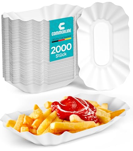 1000 Stück Weiße Pappteller Für Bratwurst (8x18+3cm) Mit Abriss - Ideal Für Grillfeste, Events & Imbiss