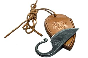 Toferner - Cuchillo de Acero Celta - Forjado a Mano y Aspecto Vintage - Hoja Puntiaguda Ultra Afilada - Elegante diseño Antiguo - Incluye Estuche de Cuero auténtico
