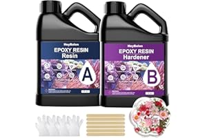 HEYBALON Epoxy resin kit, 1896ml/64oz epoxy resin set beginners, 1:1 ratio professional quality crystal clear low odor epoxy resin glue for DIY art, jewelry, coasters, table tops, wood (1896ML)