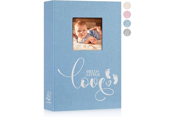 Lanpn Album Photo Bebe 10x15 300 Pochette, Insérer Un Album de Bebe, Albums Photo Enfant, Livre Photo de Bébé, Nouveau Cadeau Bebe Naissance Fille Garcon, Baby Photo Album Bleu