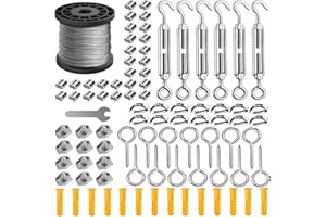 AMLOOPH 50M Garden Wire For Climbing Plants 2mm Stainless Steel Heavy Duty Metal Catenary Wire Trellis Fence Garden Wires Rope Kit With Turnbuckle Tension Wires Tensioner Vine Eyes For Climbing Plants