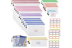 WOOWAIR 21 Pièces Pochette Document Zippée,Pochette Plastique A4+A5+A6+B4+B5+B6+B8+sac à billets,PVC Transparentes Document Dossier, Étanche Sac Plastique Zip