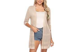 Sykooria Cárdigan Mujer Largo Manga Larga Chaqueta de Punto Mujer Elegante Cardigan Chaleco Mujer Casual para Primavera Verano Otoño Invierno