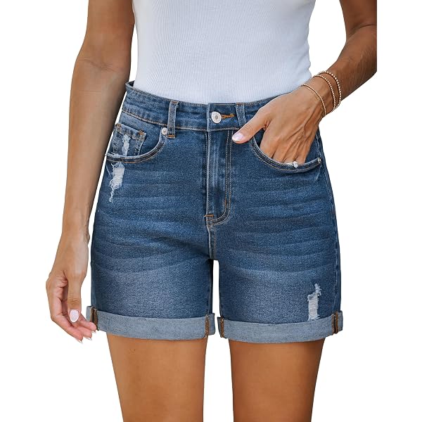 Short En Jean Femme Taille Haute - Coupe Ample Avec Franges, Taille élastique Et Cordon - Style Décontracté Chic Pour L'été