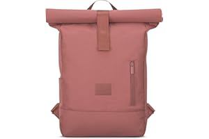 JOHNNY URBAN Sac à Dos Roll Top Femmes & Hommes Rouge - Robin Medium - Conçu de Bouteilles en Pet Recyclées - Sac Durable Haute Qualité - Sac Occasionnel Ètanche avec Compartiment pour Laptop
