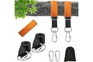 MINVOO Correas de Hamacas Kit de Correas para Colgar de árbol Fijación para Hamaca de árbol 5 x 50cm con 2 Mosquetón y Cojines de Protección de árboles Máxima 450KG para Columpios y Hamacas